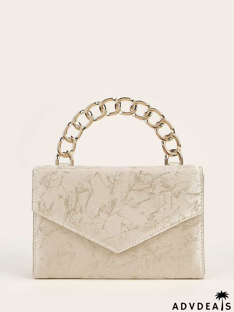 Chain Handle Flap Clutch Bag