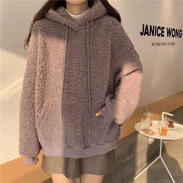 Korean Style Oversized Pocket  Bear Ear Hoodies Sweatshirt For Cute Girls SP15508
