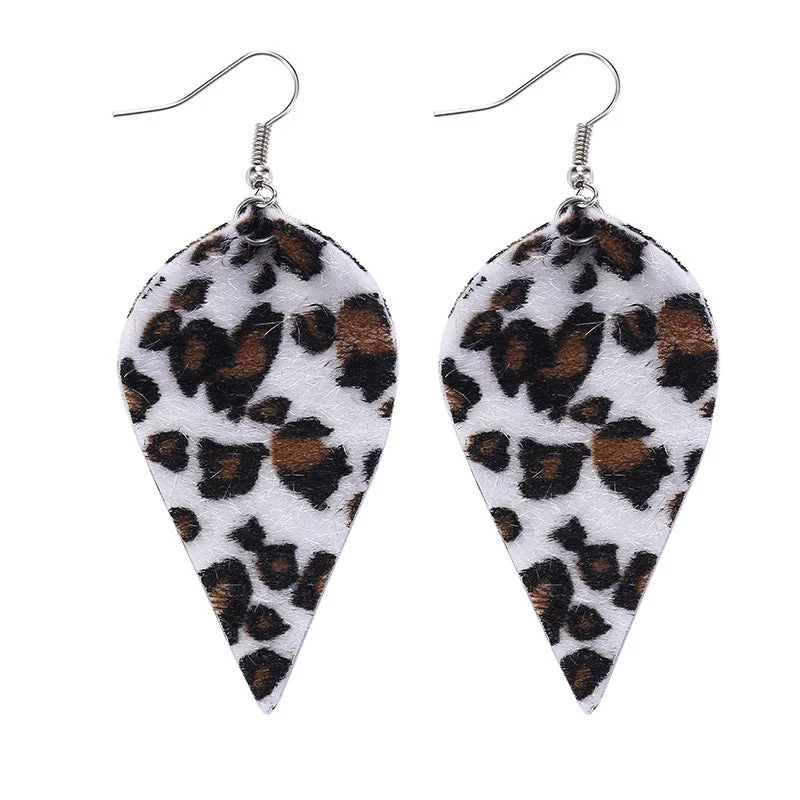 Leaf Pattern Leopard Earrings