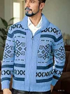 Men's Vintage Pattern Slim Fit Zipper Knitted Cardigan Sweater