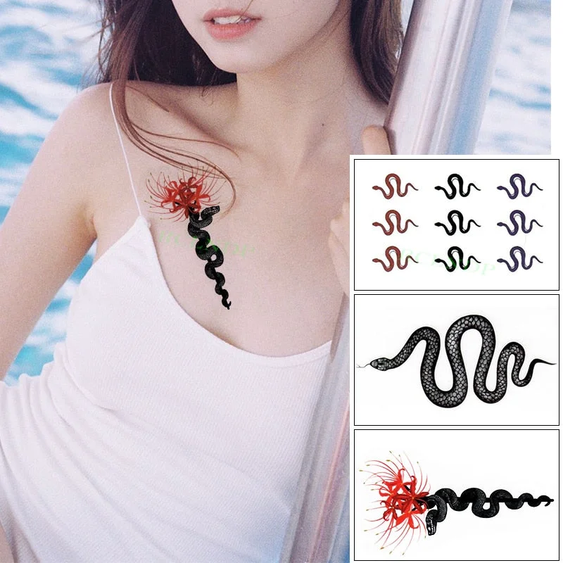 Waterproof Temporary Tattoo Sticker Sexy Snake Element Fake Tatoo Flash Tatto Body Art for Women Men tatuajes temporales