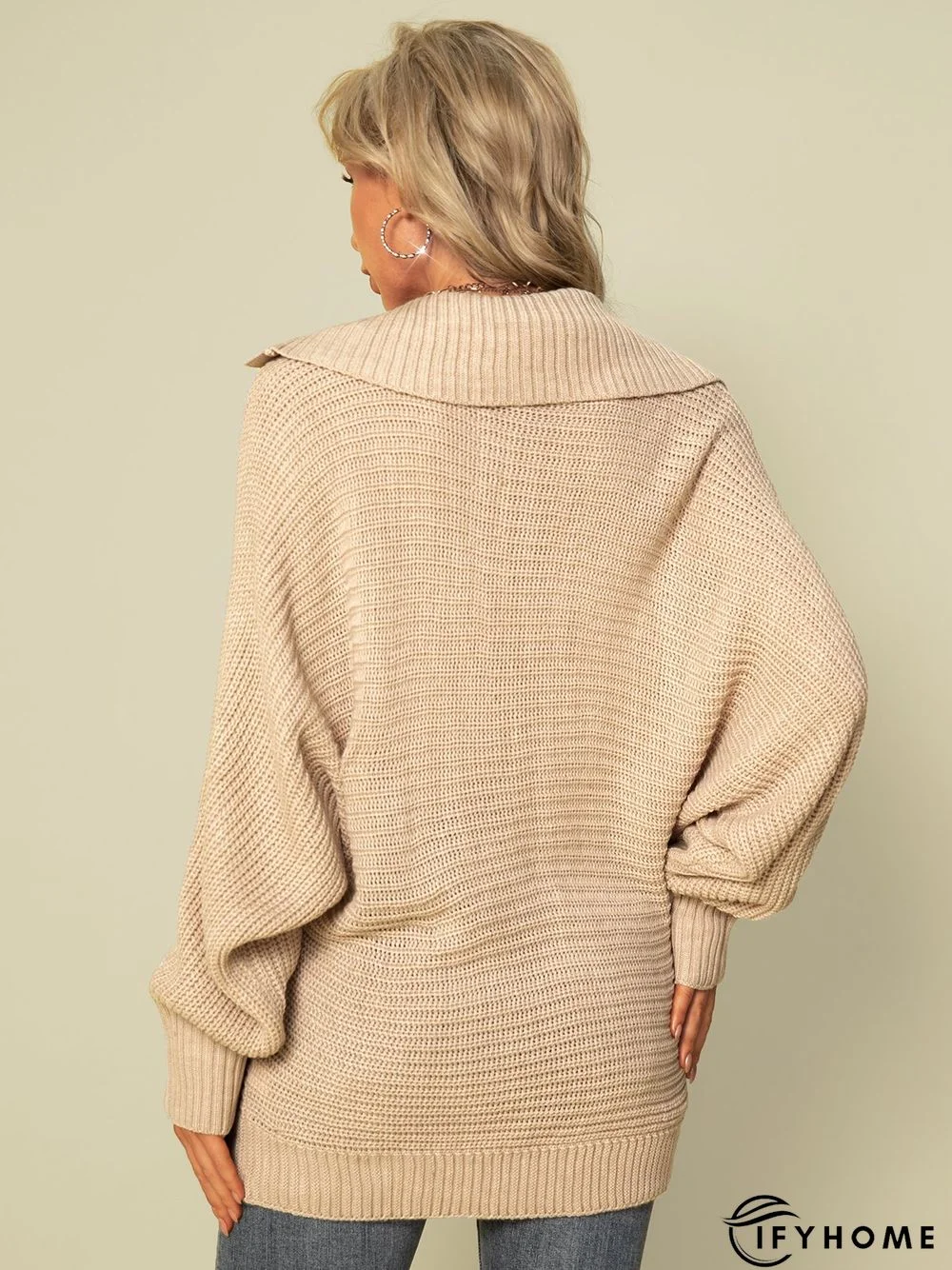 Long Sleeve Shirt Collar Sweet Knitted Sweater | IFYHOME