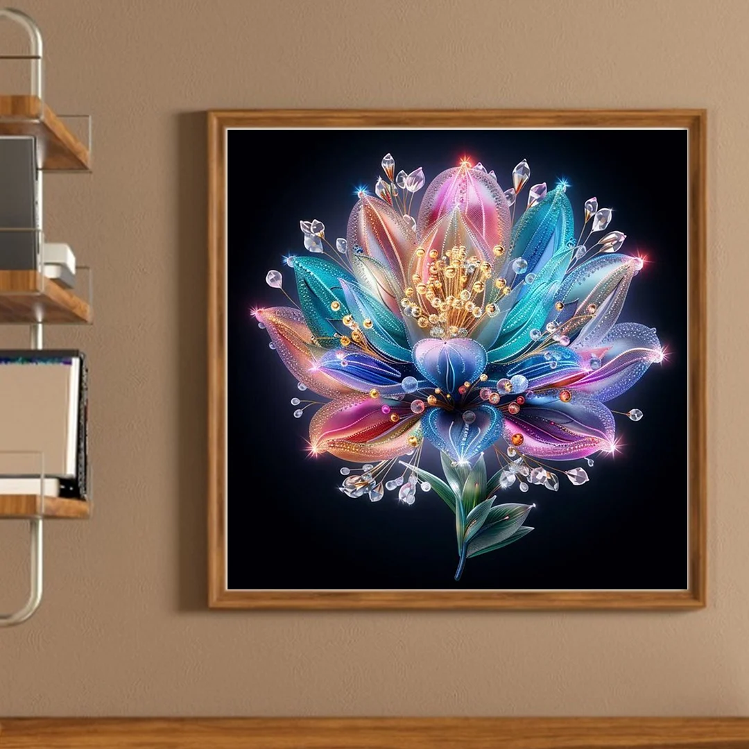 Lotus Full 18CT DIY Counted Cross Stitch Arts Kits for Adults Home Decor 30x30cm