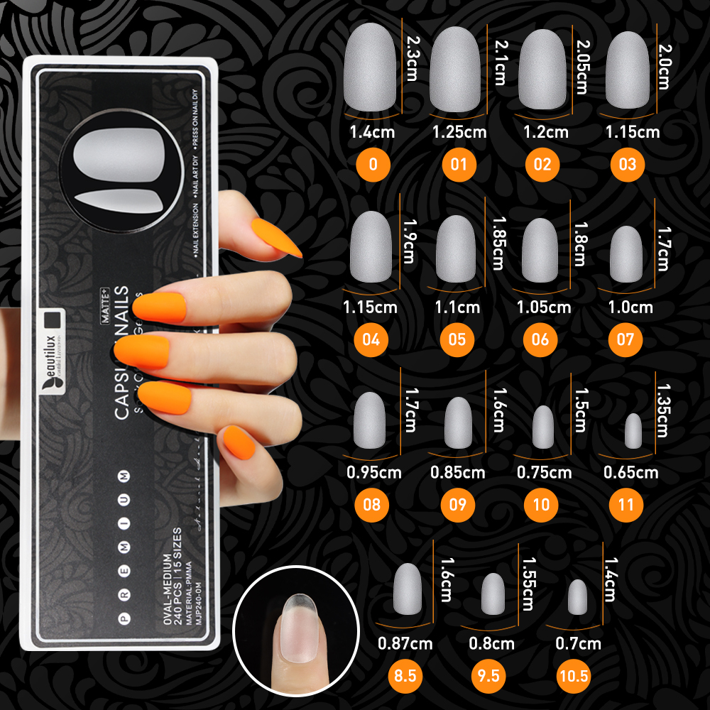 MATTE PLUS CAPSULE NAILS 240pcs|OVAL|MEDIUM