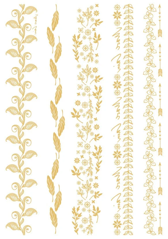 23 Kinds Wedding Party Tattoo Bronzing Glitter Gold Stickers Temporary Body Makeup Waterproof Disposable tatouage temporaire