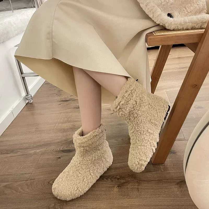 Tanguoant Tanguoant Winter New Hairy Snow Boots Women Add Velvet Add Thick Warm Cotton Shoes Wool Shoes Big Cotton Ankle Boots Fashion