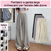 Gioiacombo&trade; Pantaloni estivi a gamba larga in vita elastica leggera da donna