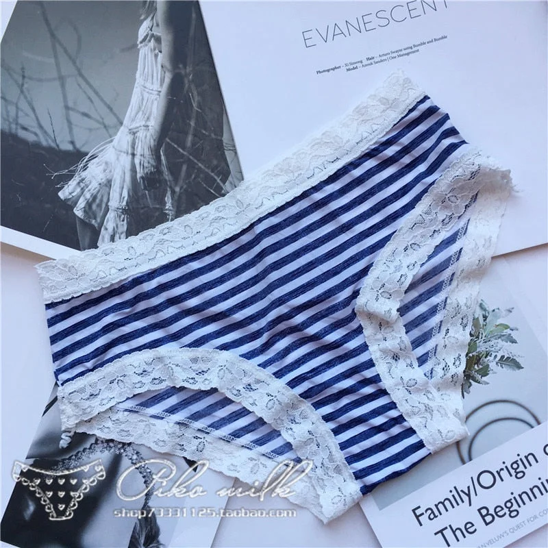 European Style Sexy Underwear Women's Ice Silk Printing Panties Fashion Lace Briefs Ladies Low Waist Underpants Female Lingerie