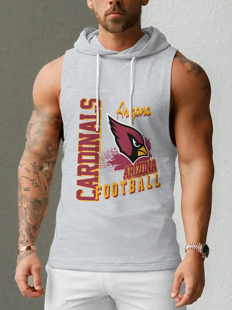 Arizona Cardinals Men's  Casual Comfy Sleeveless Hooded Tank Top
