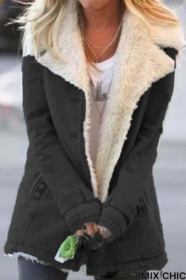 Casual Winter Solid Color Warm Jacket