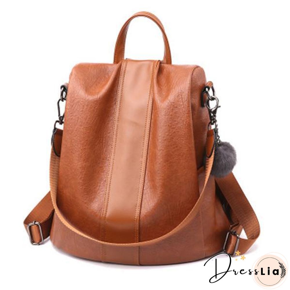 Anti-Thief Women Backpack Large Capacity Hair Ball Travel Bag