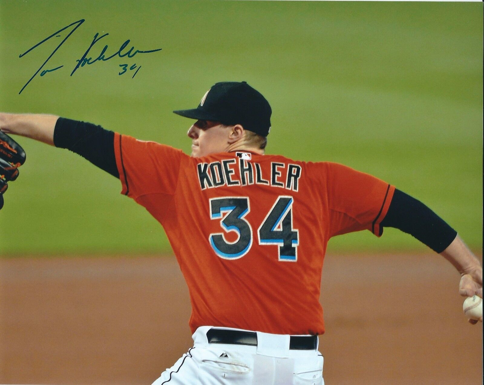 Autographed 8x10 TOM KOEHLER Miami Marlins Photo Poster painting - COA