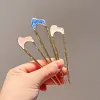 6PCS Elegant U Shape Oil Drip Metallic Hairpin