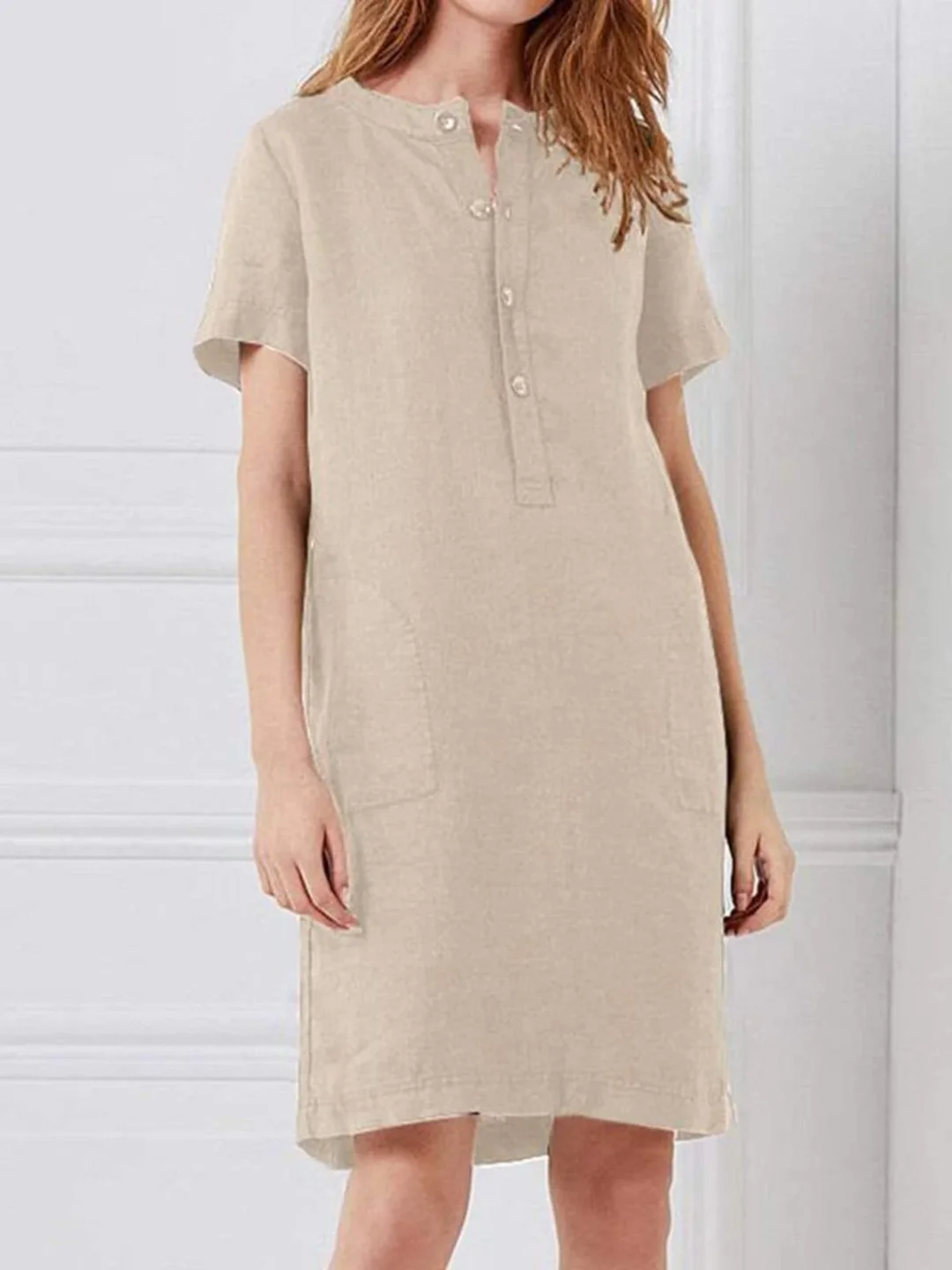 Women Dresses Shift Daytime Pockets Mini Dress