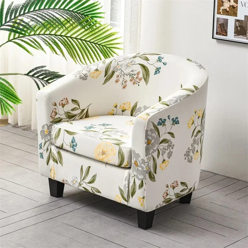 Nigikala Printed Tub Chair Covers Stretch Spandex Armchair Slipcovers Couch Covers Single Sofa Cover for Living Room Bar Home