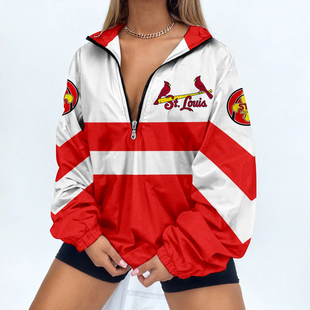 Women's Baseball Print V Neck Zipper Sweatshirt Jacket