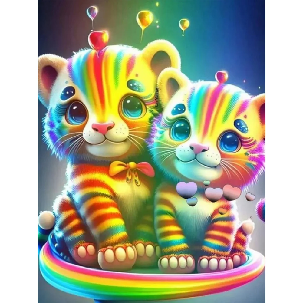 2pcs/Set Diamond Painting - Full Round Drill - Tiger Mouse(Canvas|30*40cm)