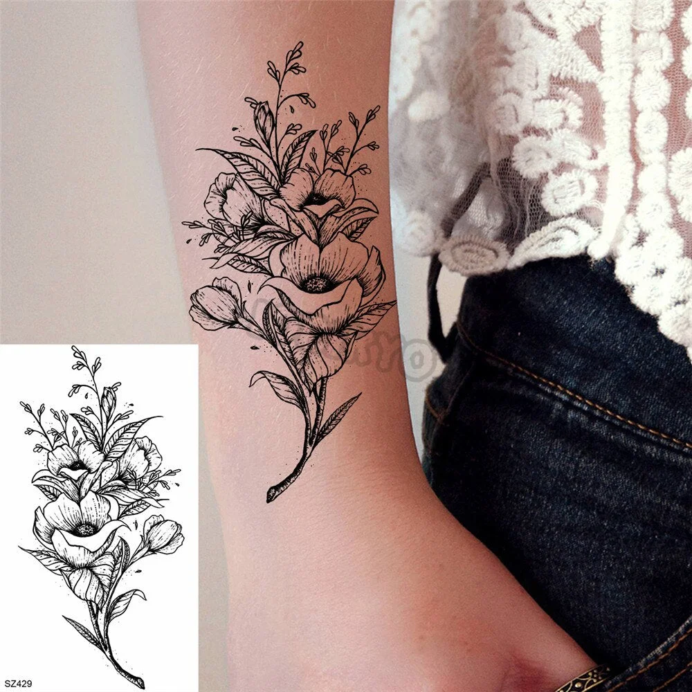 Hummingbird Small Temporary Tattoos For Women Girls Realistic Dandelion Butterfly Fake Tattoo Sticker Minimalist Forearm Tatoos
