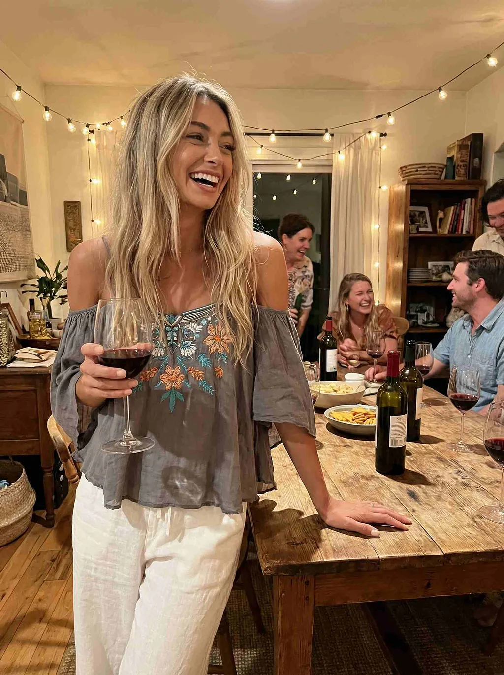  Embroidered Floral Off-Shoulder Top for Summer Boho Style