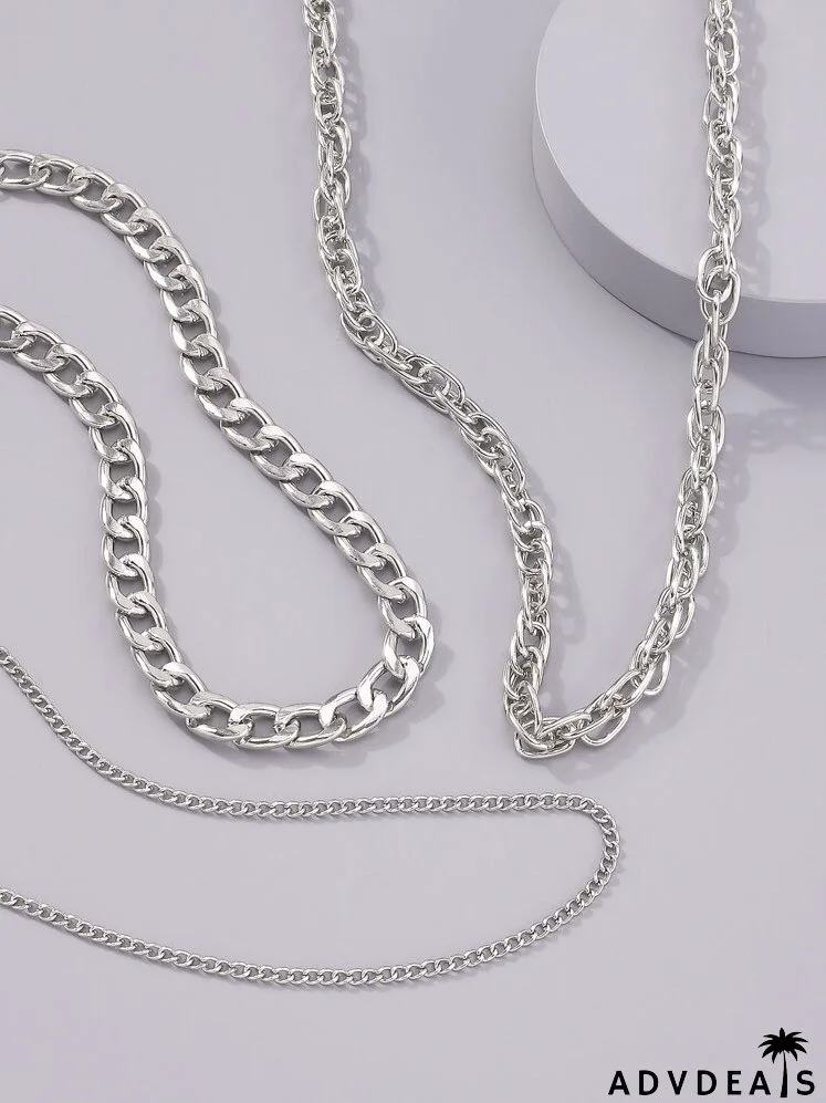 3pcs Solid Chain Necklace