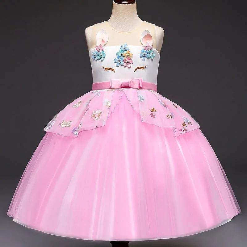 2021 Fantasy Unicorn Dress For 3-8 Year Girl Children's Princess Costume Kids Birthday Party Infant Tutu Child Clothes