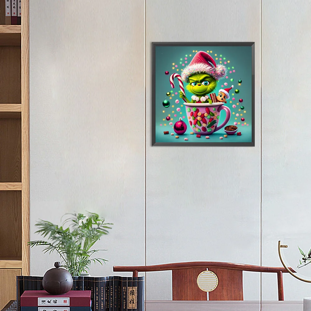 Full Round Diamond Painting 30*30cm - Christmas Green Monster