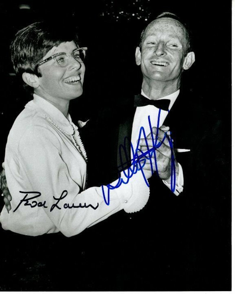 Rod laver and billie jean king signed autographed tennis Photo Poster painting