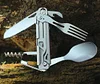 6 in 1 Multifunctional Camping Cutlery Outdoor Folding Tableware Stainless Knife Fork Spoon Portable