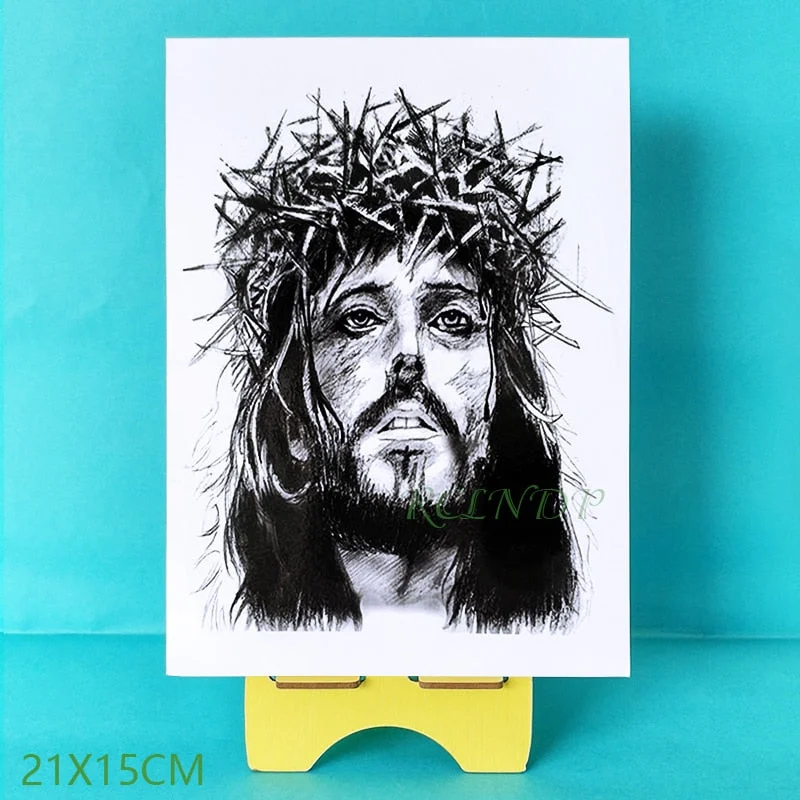 Waterproof Temporary Tattoo Sticker Jesus Fake Tatto Flash Tatoo Leg Arm back Large size body art for Men Girl Women