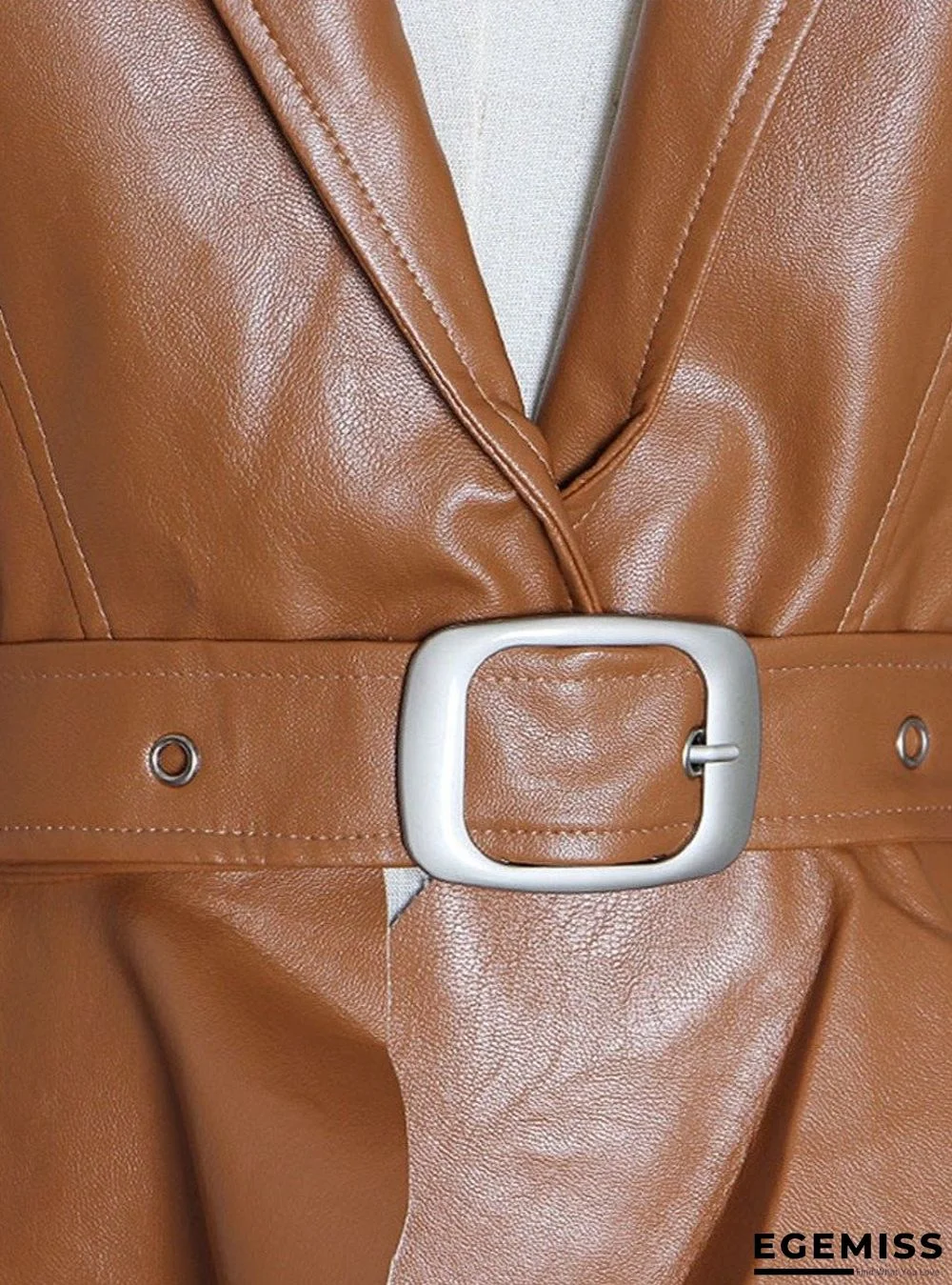 Belted PU Leather Jacket | EGEMISS