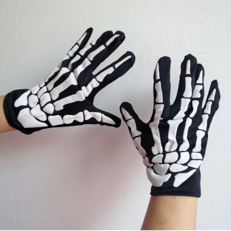 Halloween Minimalist Skull Skeleton Cloth Holiday Party Gloves