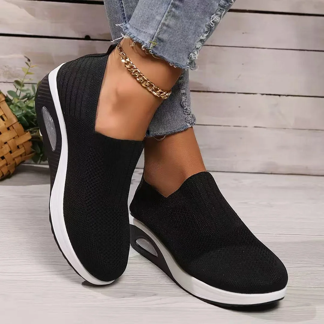 Yyvonne Rocking New Women's Shoes Thick-Soled Air Cushion Lazy Casual Sports Comfortable Shoes Breathable Soft-Soled Women's Shoes