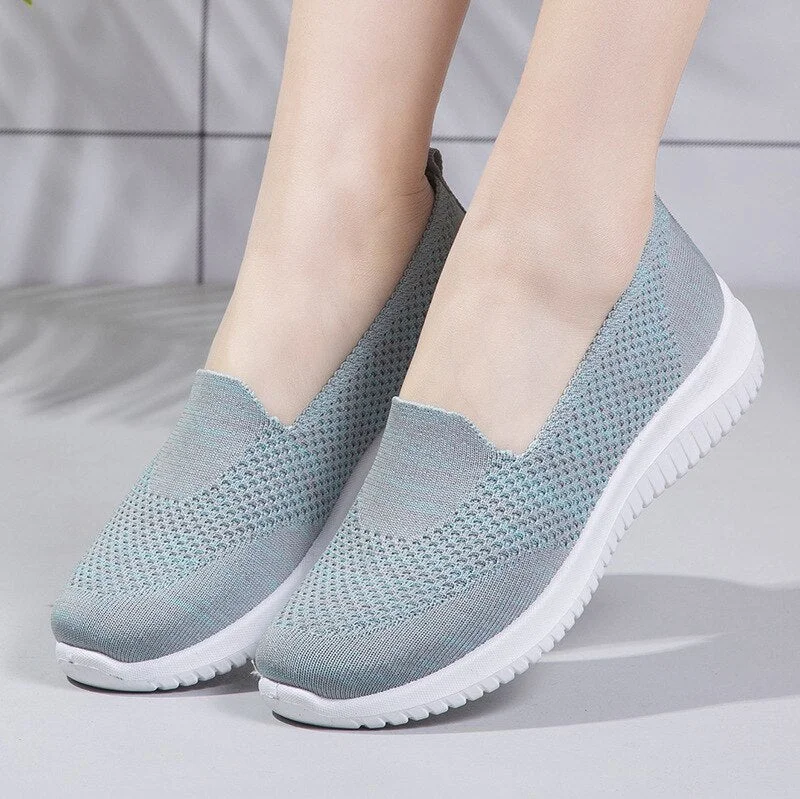 Nigikala Casual Shoes Light Sneakers Breathable Mesh Summer knitted Vulcanized Shoes Outdoor Slip-On Sock Shoes Plus Size Tennis A8 425-1