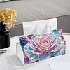 (25cm)Galaxy Pearl Rose DIY Diamond Painting PU Tissue Holder Box