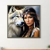 (40*40cm)Indian Beauty Wolf - Full Round Drill Diamond Painting