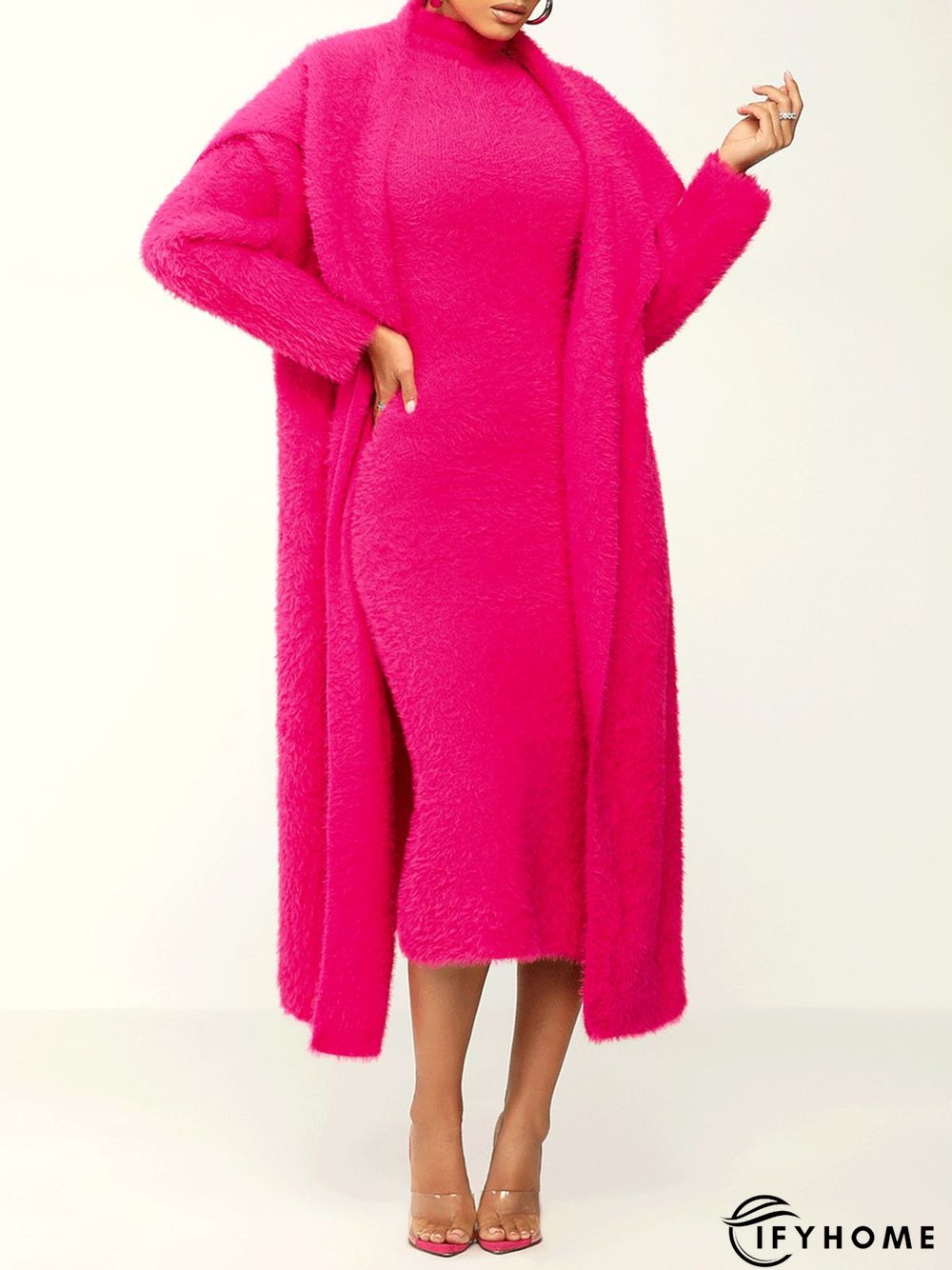 Elegant Loose Plain Shawl Collar Sweater Coat | IFYHOME