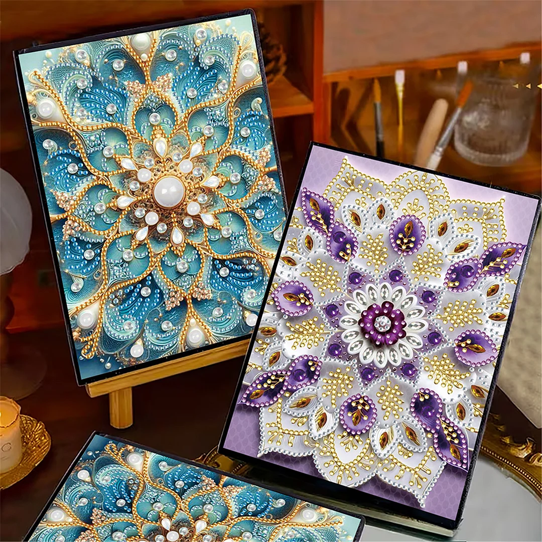 2pcs Mandala Partial DIY 50 Pages A5 Diamond Painting Notebook for Study Home