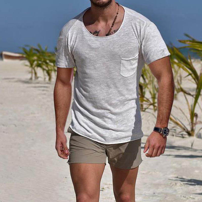 Wide Neck Pocket Beach T-Shirt