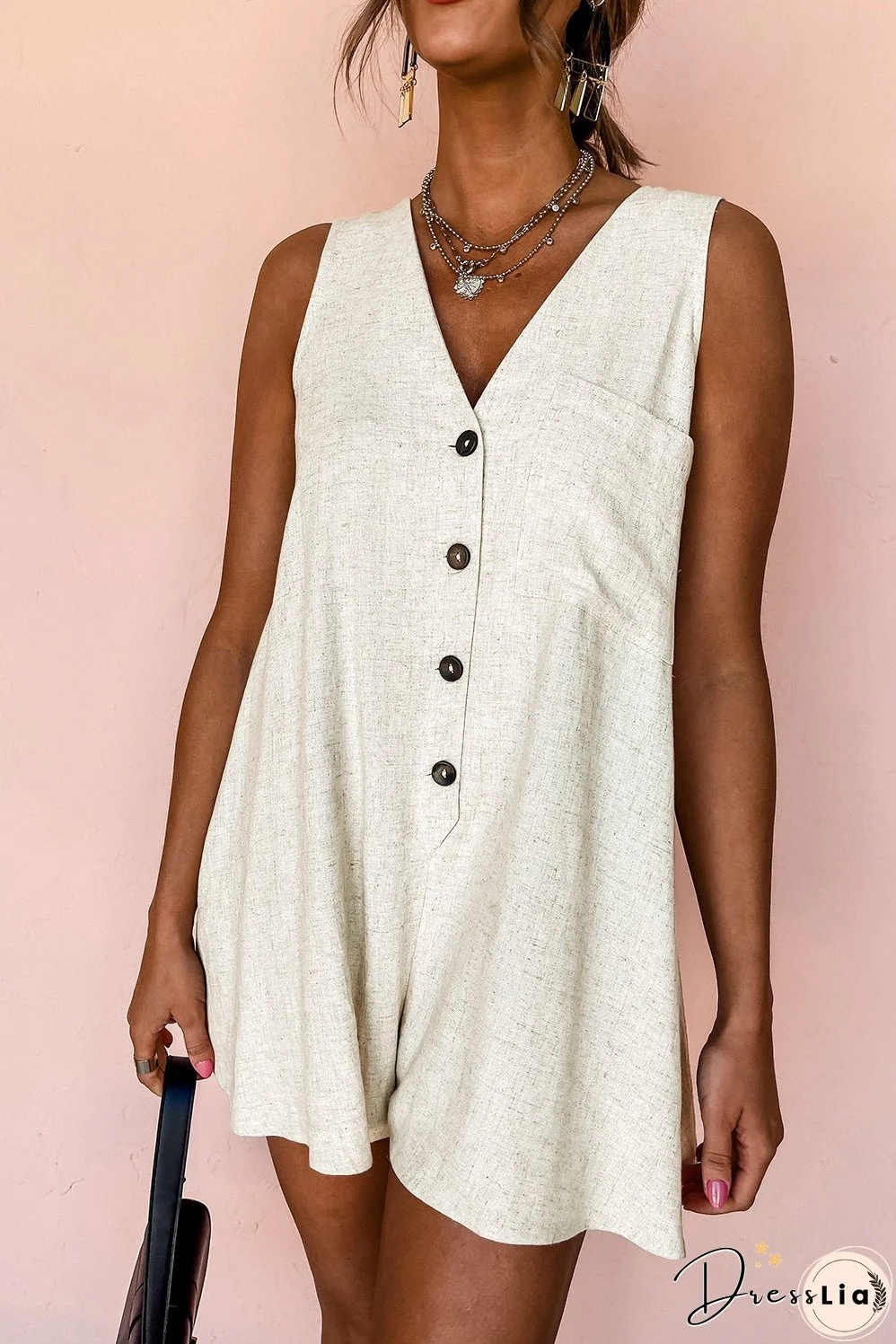 Pocket Detail Linen Jumpsuit