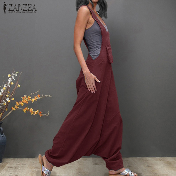 Women Sleeveless Baggy Long Vest Jumpsuits Playsuits Romper Pants Plus Size