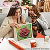Green Background Rose DIY Linen Diamond Art Painting Tote Bag for Adults
