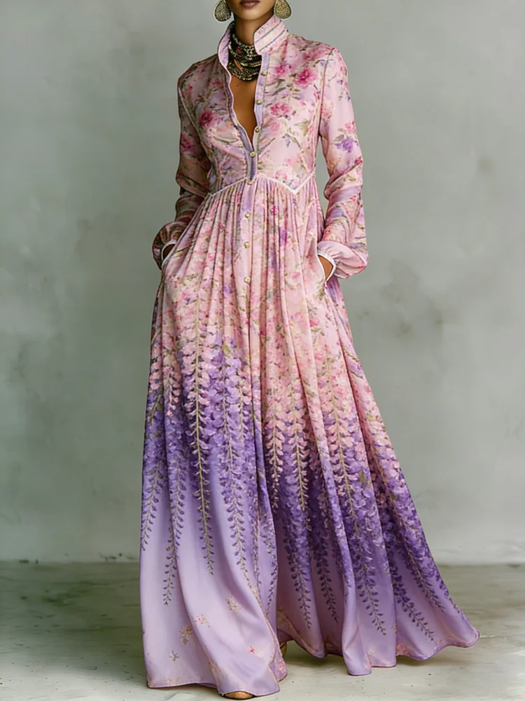 Women's Printed Elegant Romantic Vacation Medium Sleeve Maxi Dress