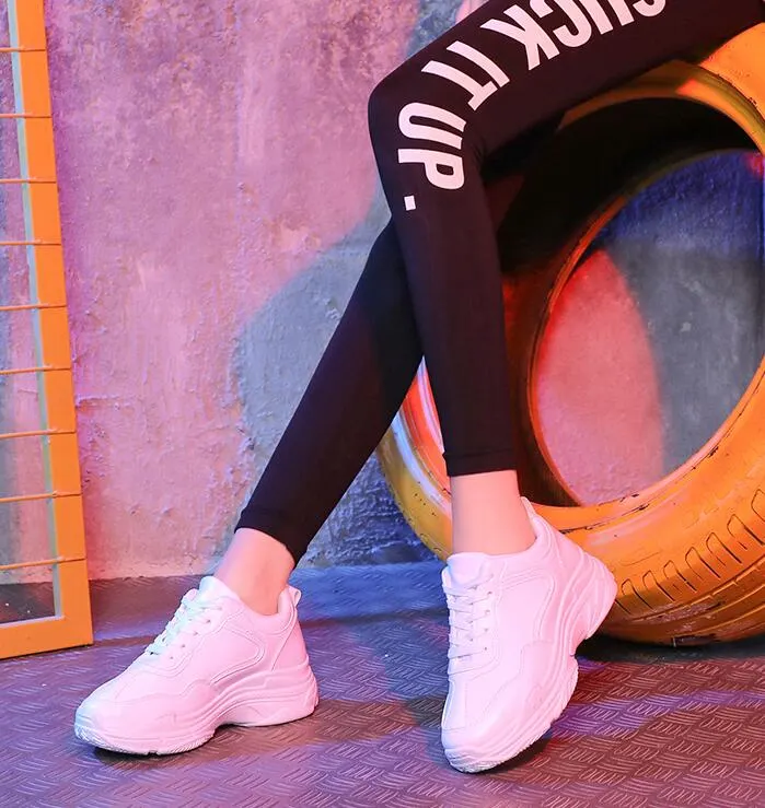 2022 Spring Fashion Women Casual Shoes Leather Platform Sport Shoes Woman Sneakers Ladies White Trainers Chaussure Femme Sneaker