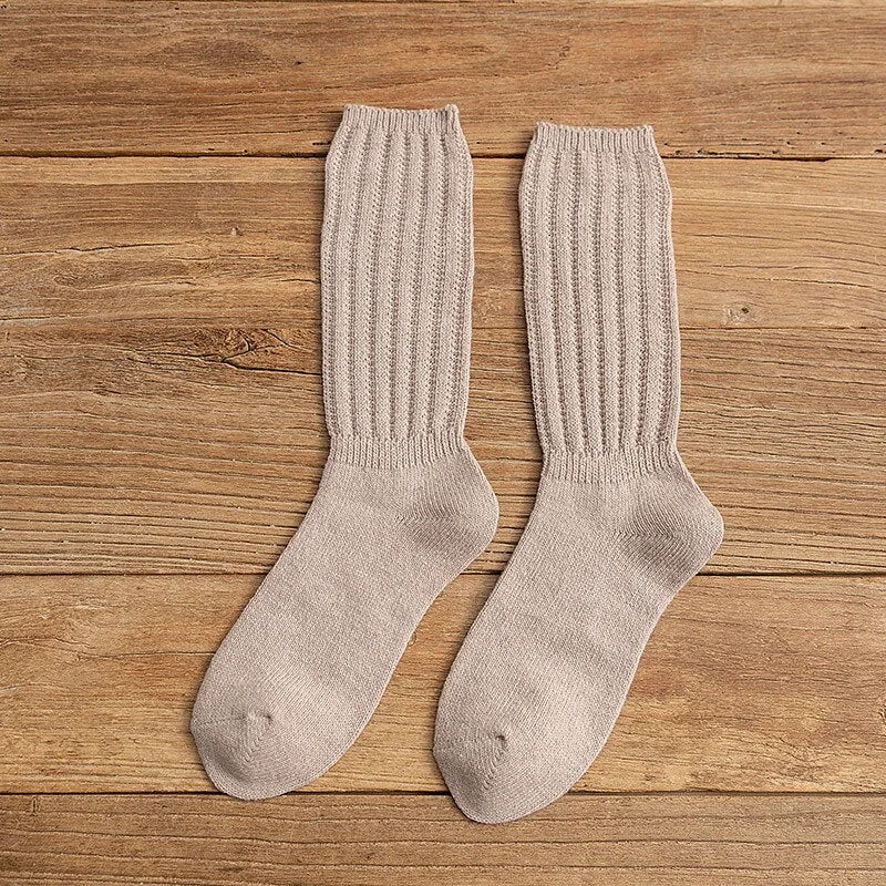FINETOO Cotton Socks Solid Color High Quality Women Socks Winter Warm Socks Cotton Breathable Sweat-absorbing Socks Women