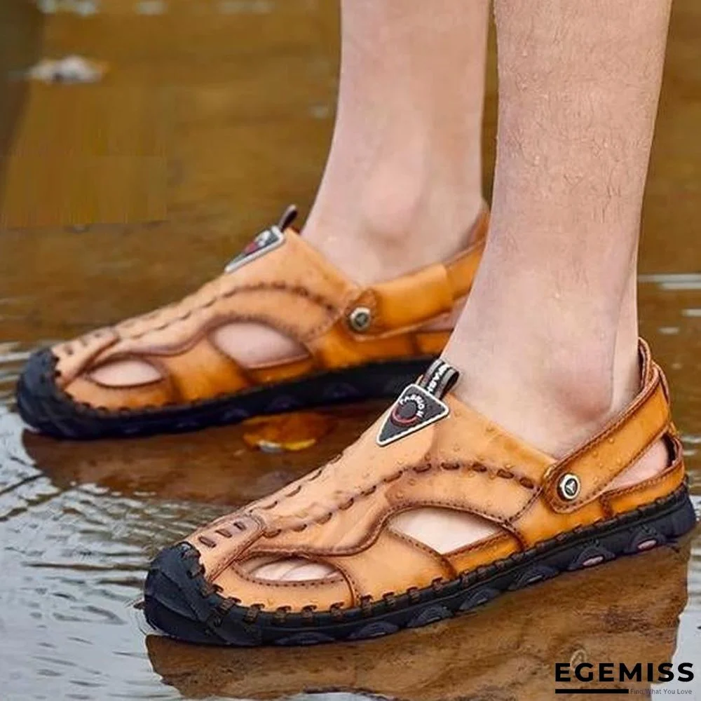 Men's Genuine Leather Sandals Shoes Lightweight Comfort Beach Sandals | EGEMISS