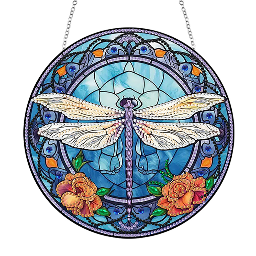 Dragonfly Diamond Painting Art Pendant Colorful Diamond Drawing Hanging Ornament