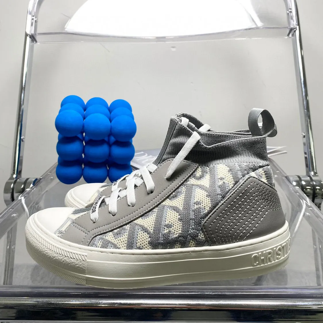 European Rhinestone Inlay Character Jia (Family) D Soft Bottom Knitted Sock Shoes Comfort and Casual All-Matching Women's Shoes Elastic Letter White Shoes