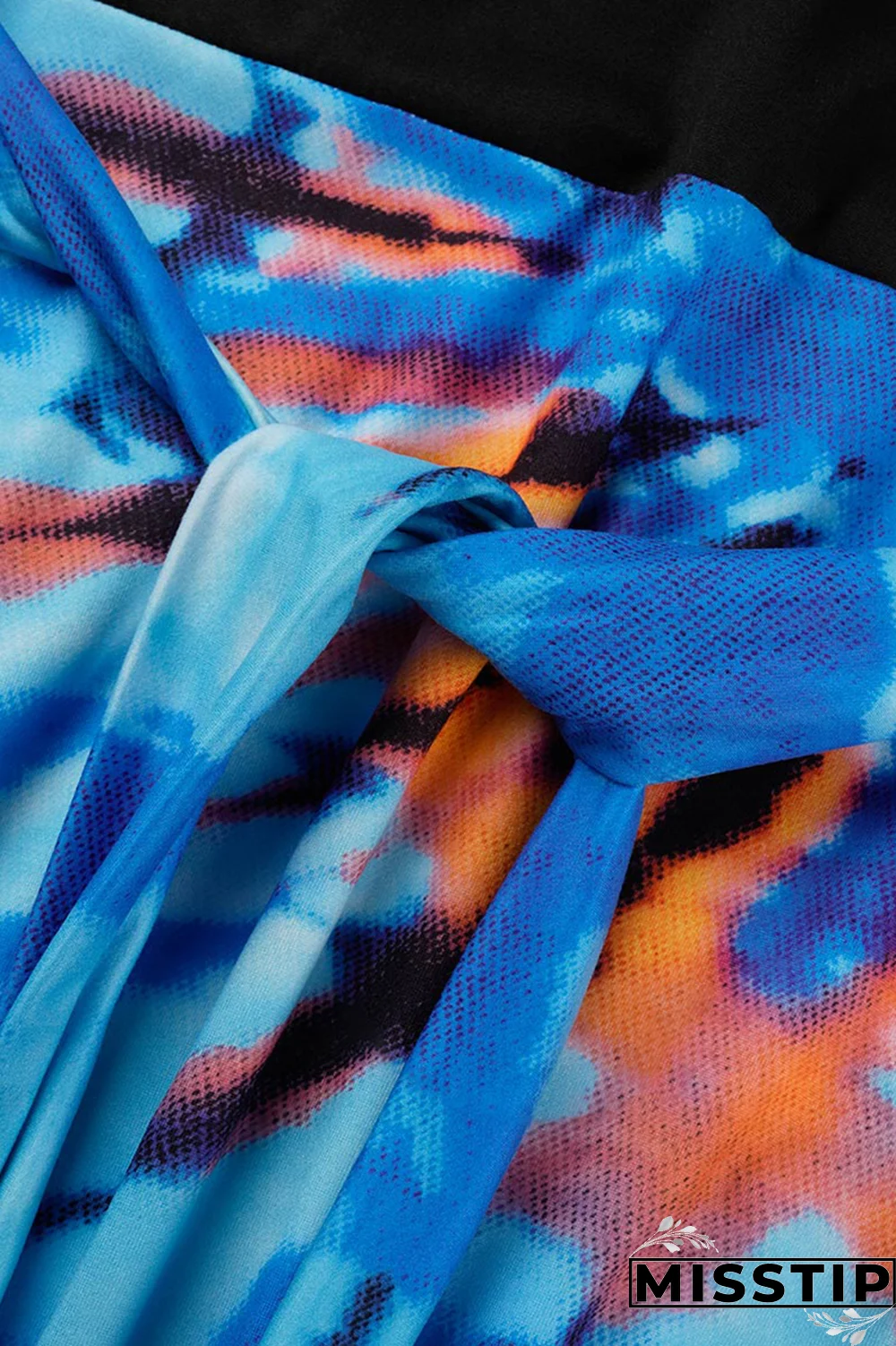 Blue Black Casual Patchwork Tie-dye O Neck Dresses