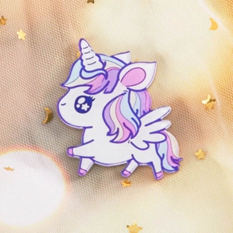 Cute Pin Rainbow Moon Unicorn Arylic Girl’S Brooches