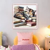 Books And Cats-11CT Stamped Cross Stitch 40*40cm/15.75*15.75in tapestrymarket